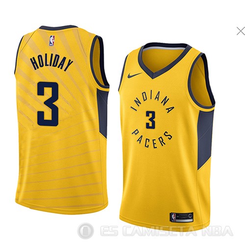 Camiseta Aaron Holiday #3 Indiana Pacers Statement 2018 Amarillo - Haga un click en la imagen para cerrar